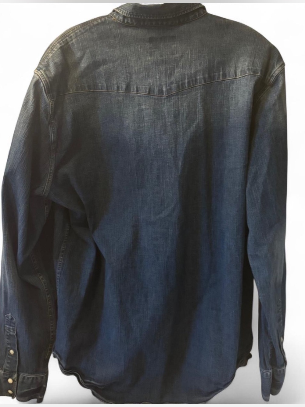 American Eagle Outfitters Ombré Washed Blue Denim Pearl Snap Shirt Western Boho - Picture 3 of 5